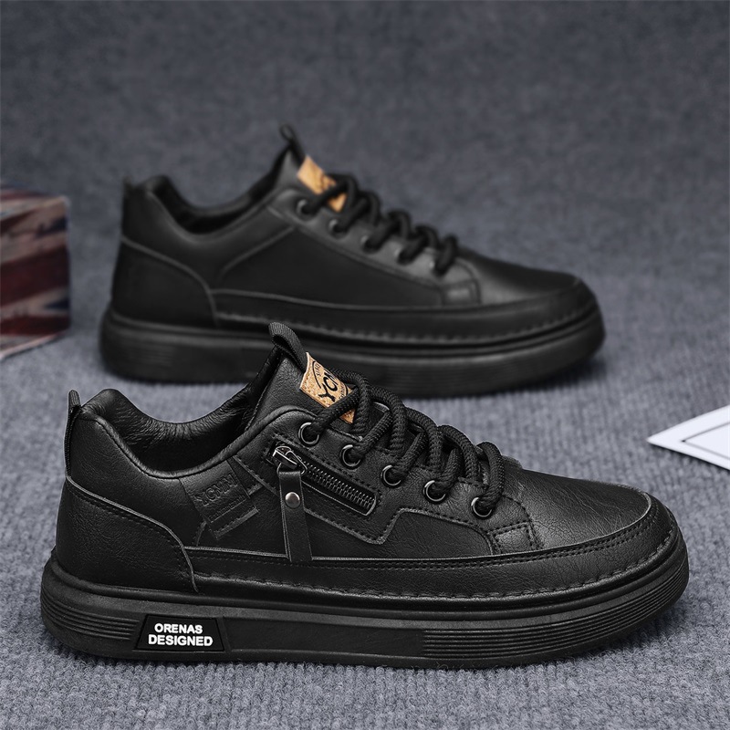 Casual Breathable Solid-color Trendy Lace-up Round-toe Sneakers