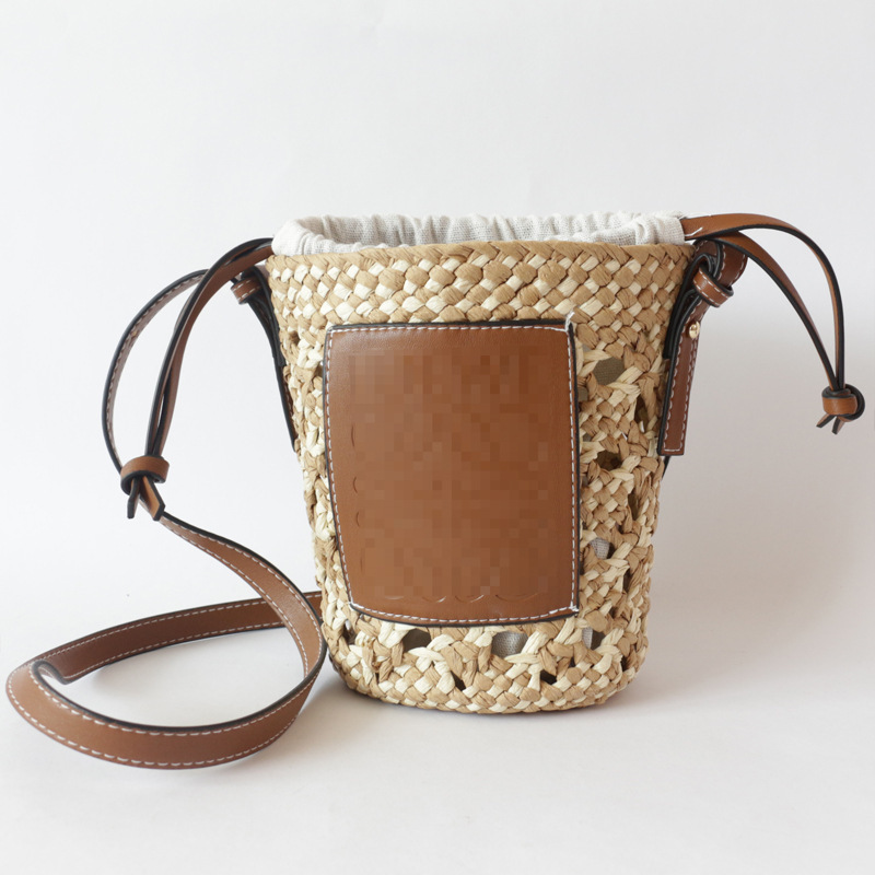 Title 8, New French Womens Rhombus Bucket Straw Woven S...