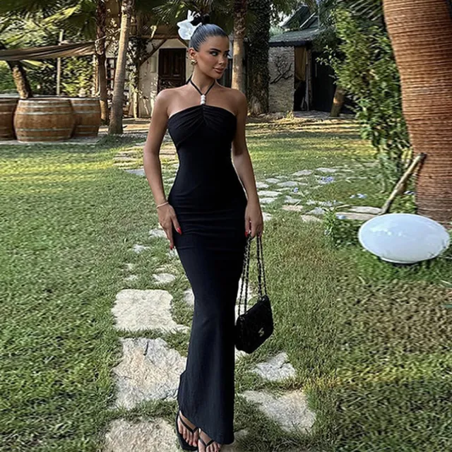European And American Dress Girl With Backless Neck Black - Shop at LoveMi