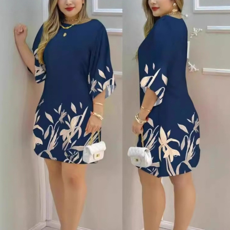 Fashionable Printed Loose-fitting Dress A Best-selling Style