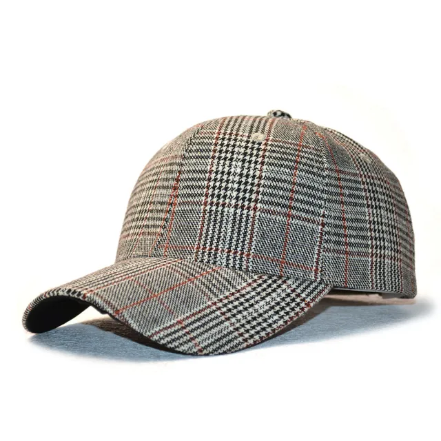 Vintage Bird Plaid Blended Knitted Baseball Cap Spring And Autumn Fashion Gray - Shop at LoveMi