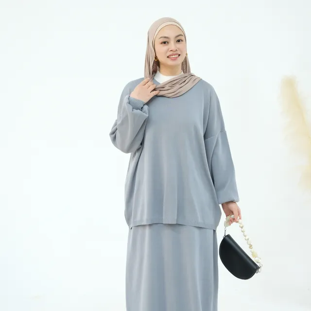 Autumn And Winter Thickening Knitting Suit Solid Color Multi color Two piece Set Melange Gray - Shop at LoveMi