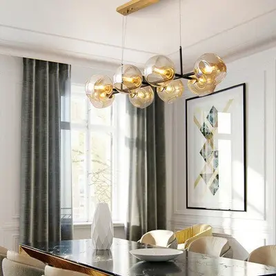 Sleek, Light-Luxury Creative Long Glass-Ball Pendant Light