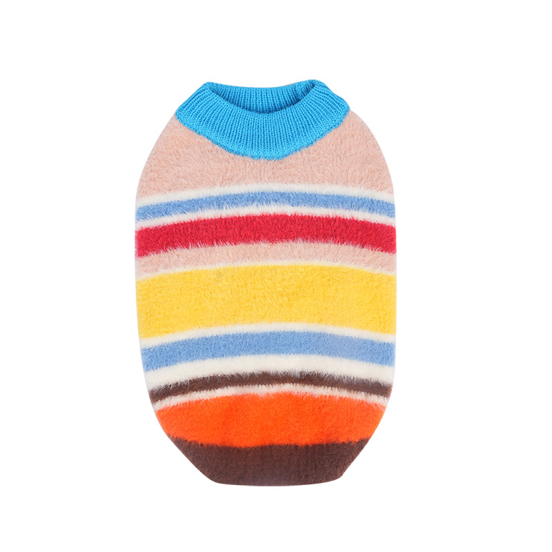 Pet AutumnWinter Warm Sweater With Rainbow Stripes - Pet AutumnWinter Warm Sweater With Rainbow Stripes Rainbow Bar S