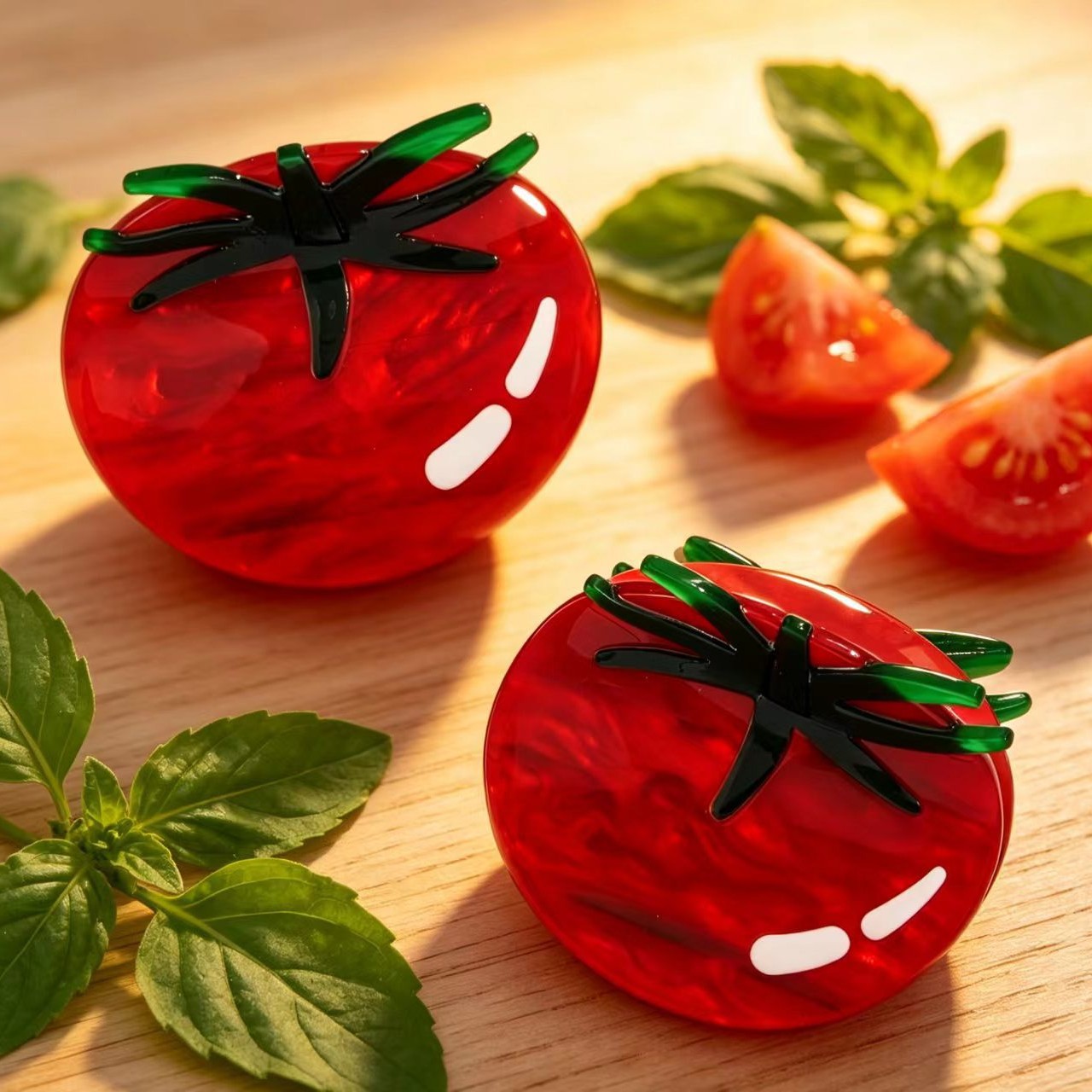 Tomato-colored Womens Fashionable Updo High-end Elegant Headpiece Shark Clip