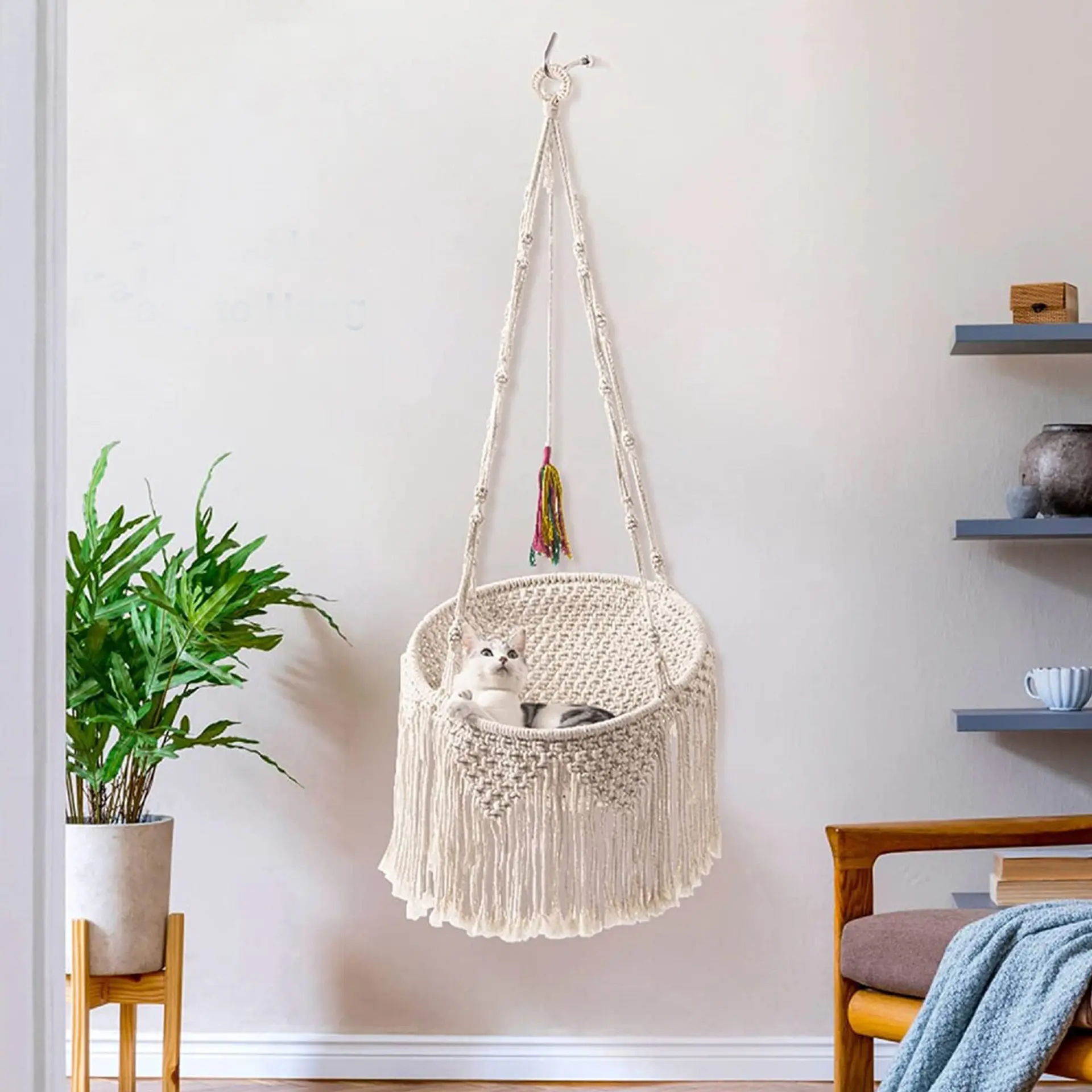 Nordic Bohemian Woven Tapestry Net Pocket Cat