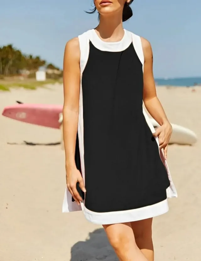 Women's Casual Multicolor Round Neck Sleeveless Top With Shorts Suit Black - Shop at LoveMi