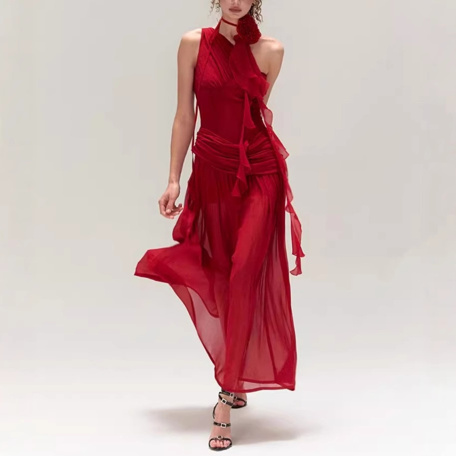 Spring And Summer High Waist Sleeveless Dress