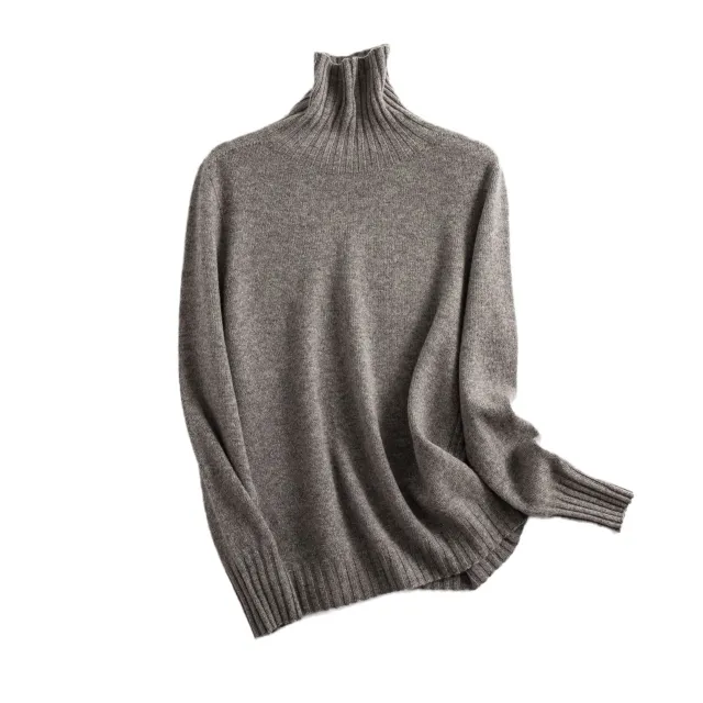 Pure Color Half Collar Seamless Integrated Knitted Sweater High Grade Gray - Shop at LoveMi