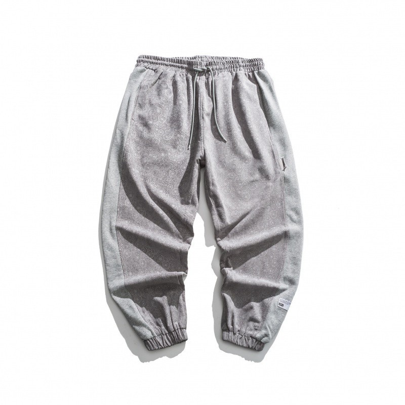 New Autumn Dark Pattern Paisley Ankle Banded Pants Trendy Casual Pants Men