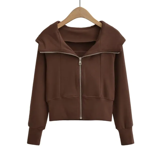 Women's American Street Sports Slim Version Hoodie Coat Brown - Shop at LoveMi
