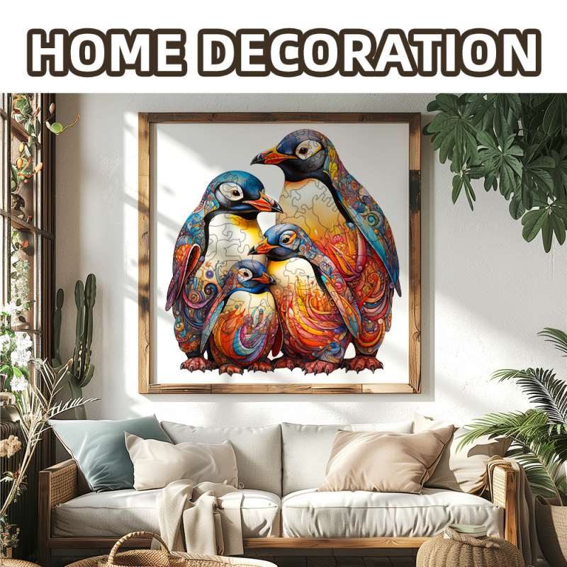 Wooden For Adults Irregular Penguin Animal-Shaped Pieces Wooden Jigsaw Puzzle