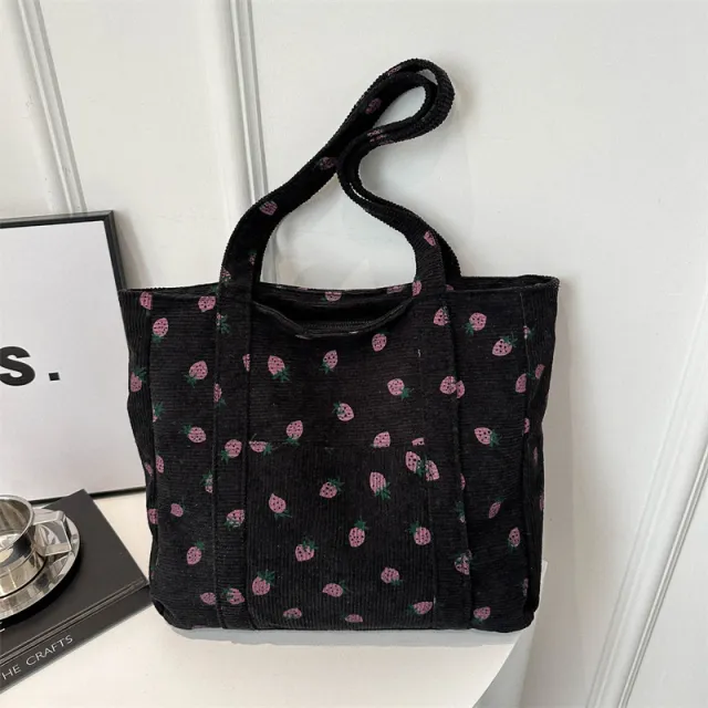 Portable Tote Bag Large Capacity Beautiful Simple Fashion Preppy Style Casual Cool Shoulder Bag Black - Shop at LoveMi