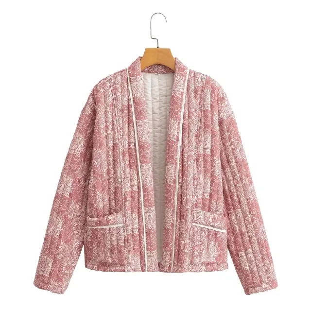 Fashion Women's Wear Printed Cotton Jacket Pink - Shop at LoveMi