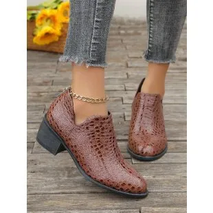 Later Zip Ankle Boots Europe And America - Brown