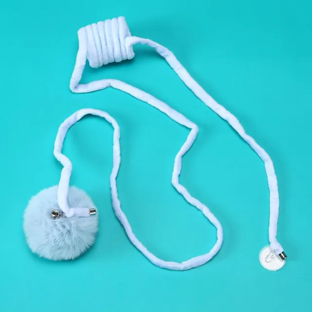 Cat Toy Suction Cup Spring Rabbit Fur Ball Retractable Elastic Rope Bite Resistant Self Entertainment Interactive Cat Teaser Pet Supplies Blue - Shop at LoveMi