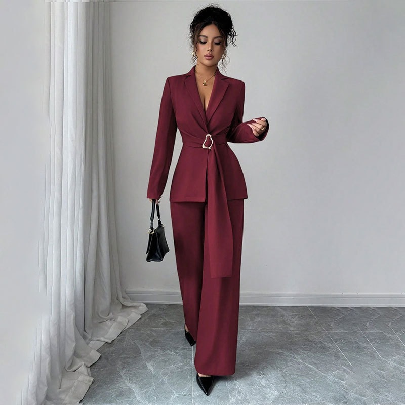Womens Suit V-neck Fitted Waist With Tie Straps