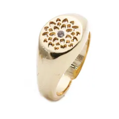 Copper Micro-set Zircon Geometric Ring - Cr0028 Style - View 1