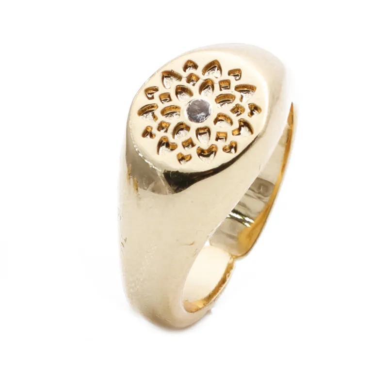Copper Micro-set Zircon Geometric Ring - Cr0028 Style