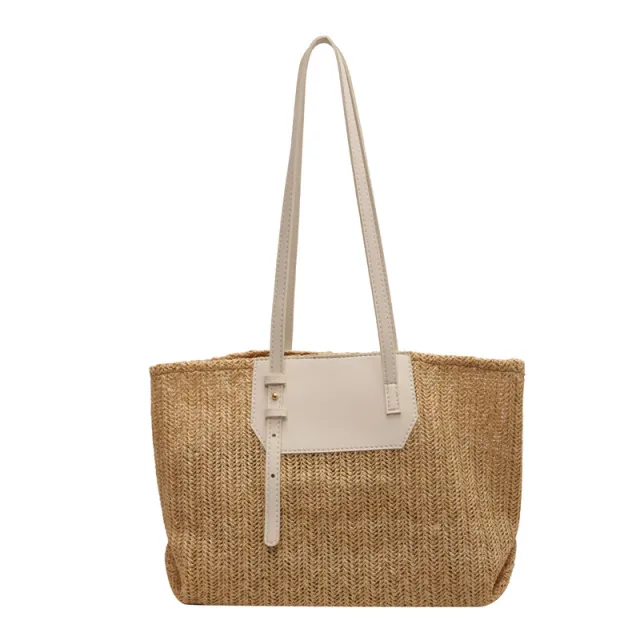 Woven Large Capacity Fashion Handbag Beige - Shop at LoveMi