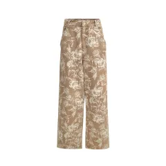 Vintage Straight Wide Leg Jeans - Khaki - View 1