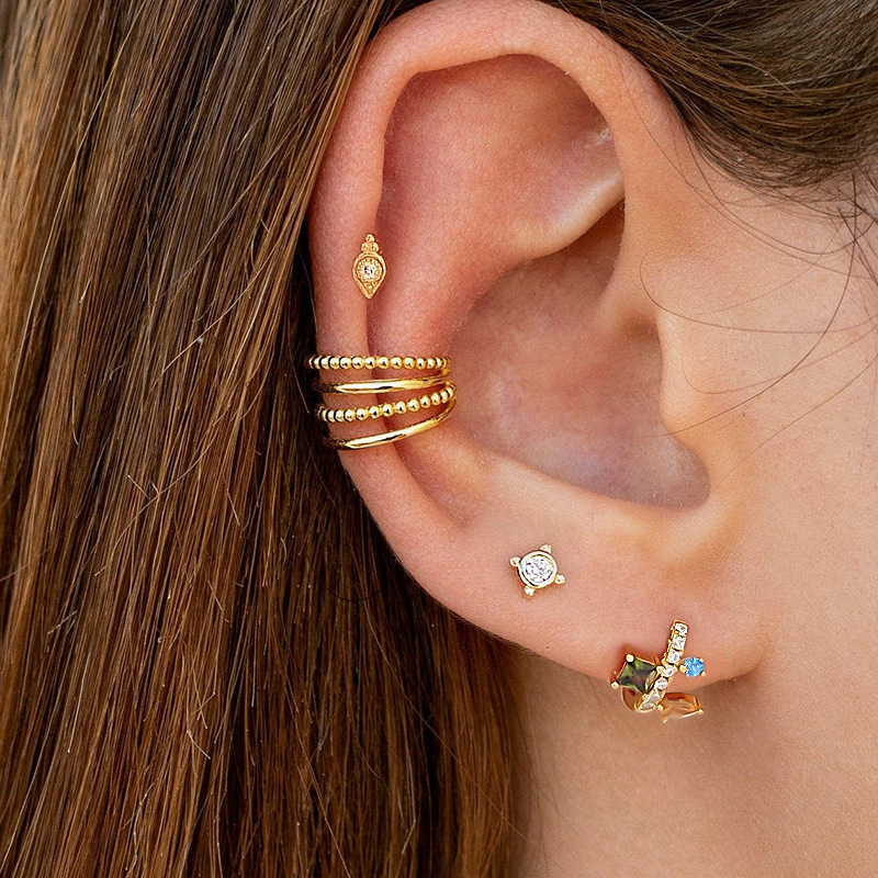 S925 Silver Needle Micro-paved Irregular Colorful Zircon Earrings For Women