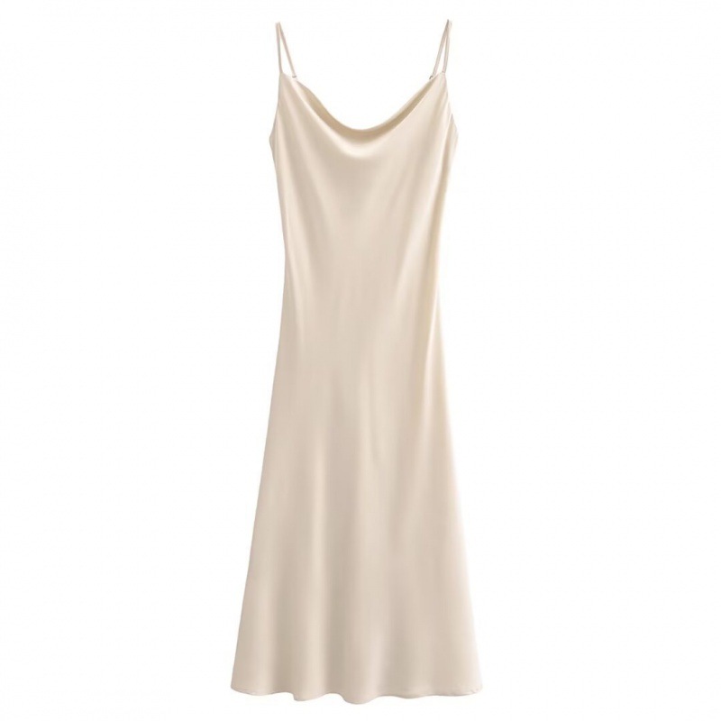 Winter Solid Color Retro Women's Dress Champagne - Shop at LoveMi