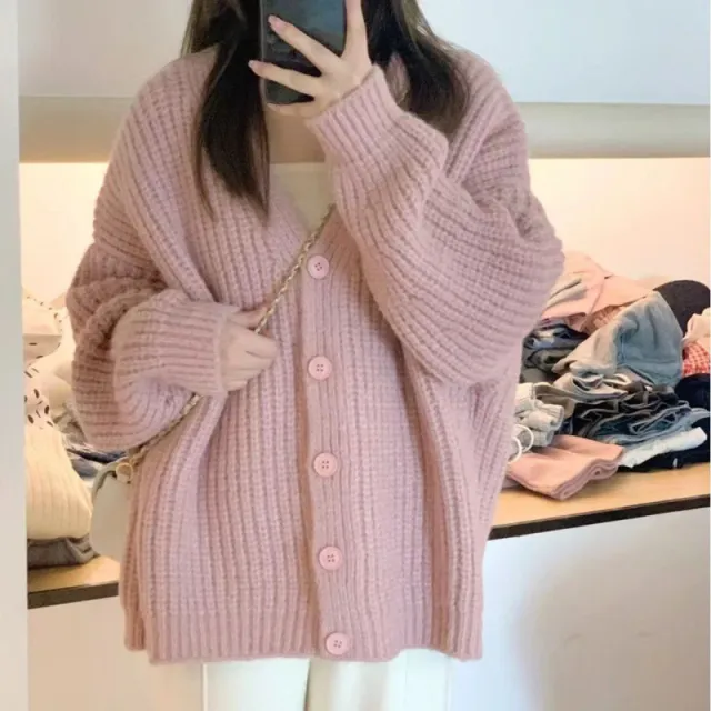 Sweater Cardigan Autumn Coat Idle Style Sweet Pink - Shop at LoveMi