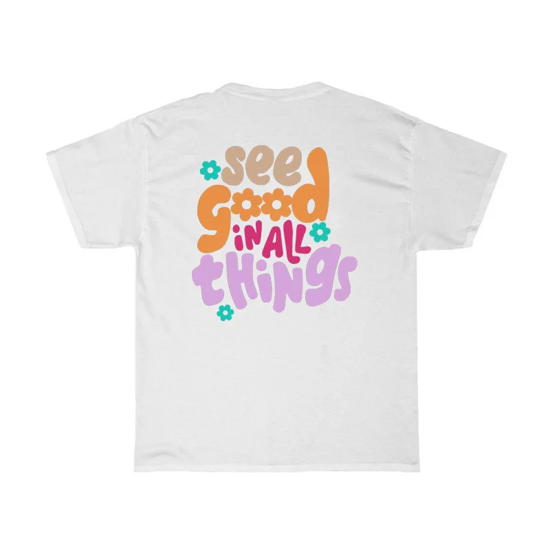 New Spot European And American Printed Round Neck Loose T-shirt Short Sleeve - White