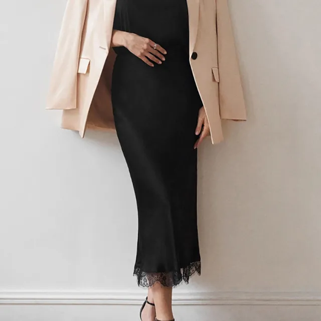 Elegant French Lace Stitching Skirt Black - Shop at LoveMi