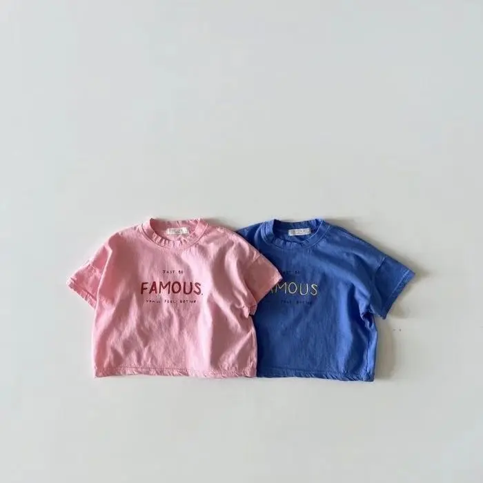 Letter Crew Neck Short Sleeve Simple