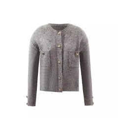 Women's American-style Grey Sweaters Cardigan - Grey - View 1