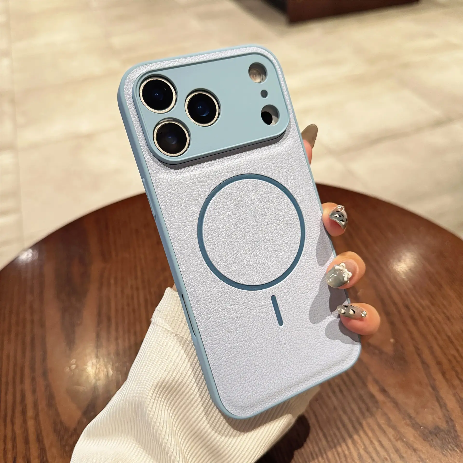 Magnetic Suction Fine Circle Solid Color Fine Hole Protective Sleeve Phone Case