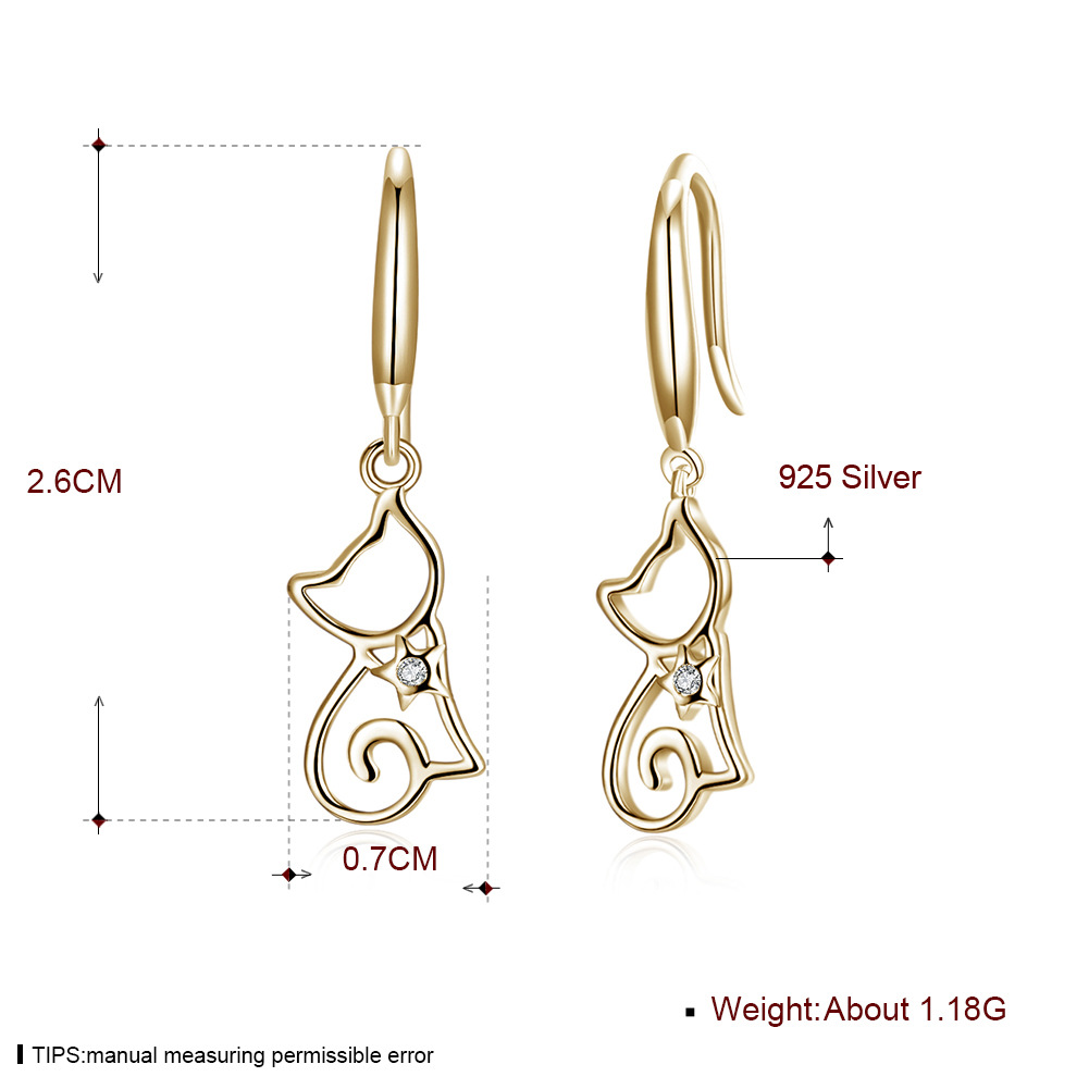 Sterling Silver Cat Zircon Earrings Earrings For Women