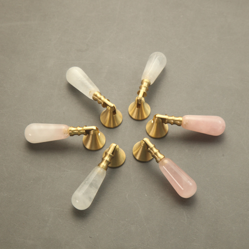 Natural crystal pure brass handle (white)