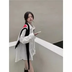 Korean Style Long Sleeve Shirt Cartoon Shawl Sweater Two-piece Vest Set - Shirt And Shawl-M - View 1