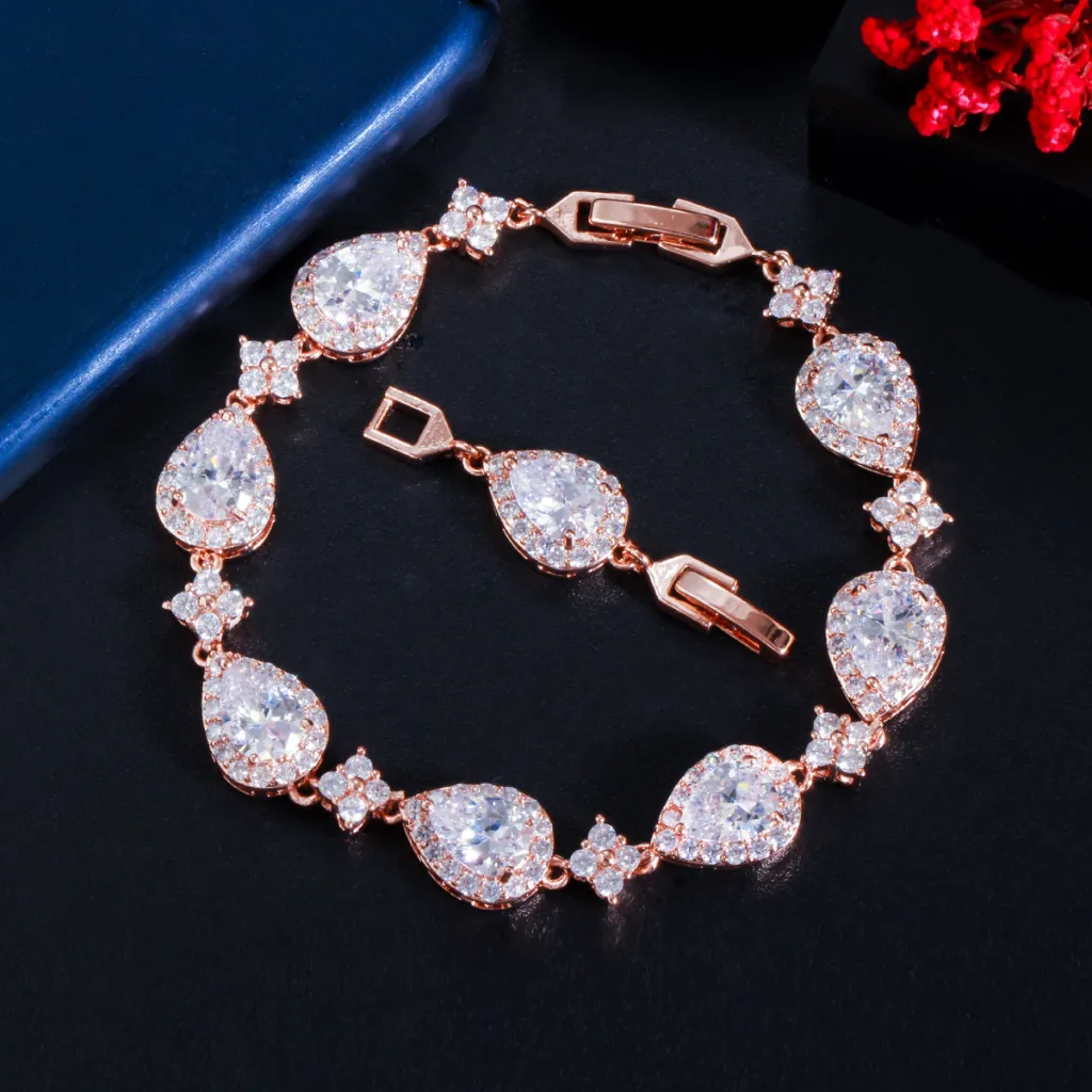 Women's Fashion Classic Drop-shaped Geometric Bracelet - Rose Gold