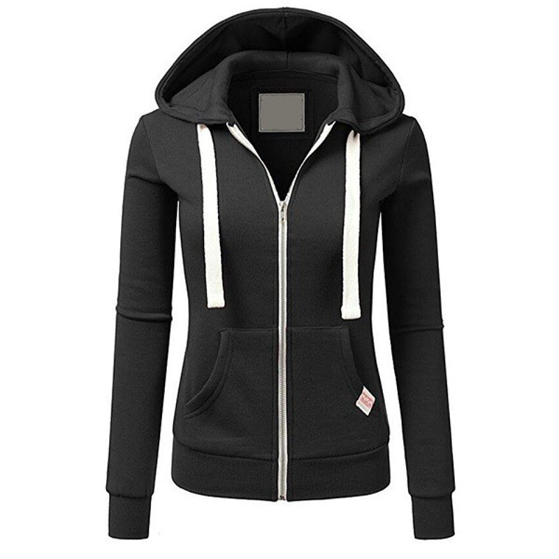 Womens Casual Sporty Cardigan With Zipper Hooded Sweatshirt