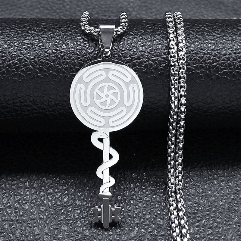 Stainless Steel Witch Haikate Wheel Pendant Necklace