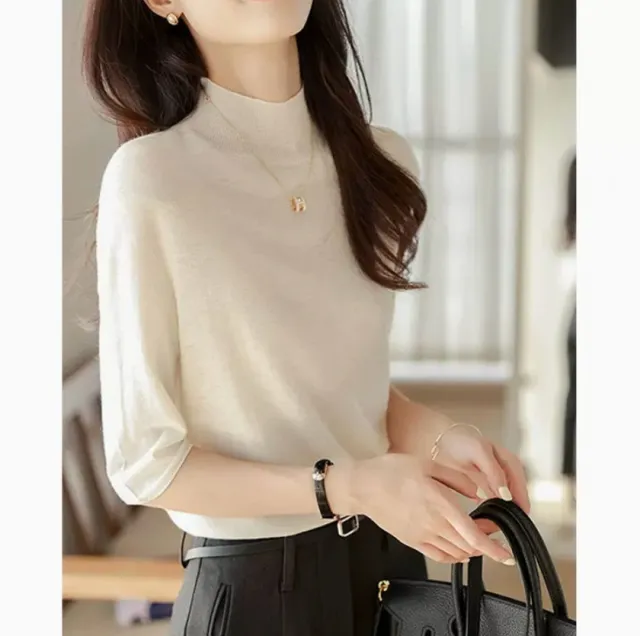 Women's Mid sleeve Top, Base Layer, Thin Sweater Beige - Shop at LoveMi