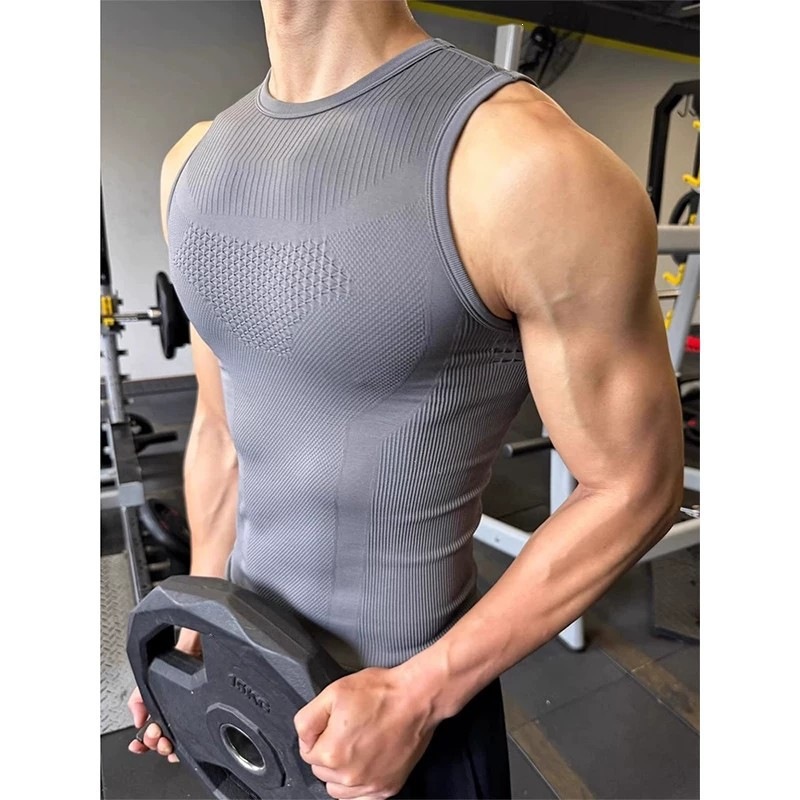 Mens Gray American-Style Fitness Tank Top