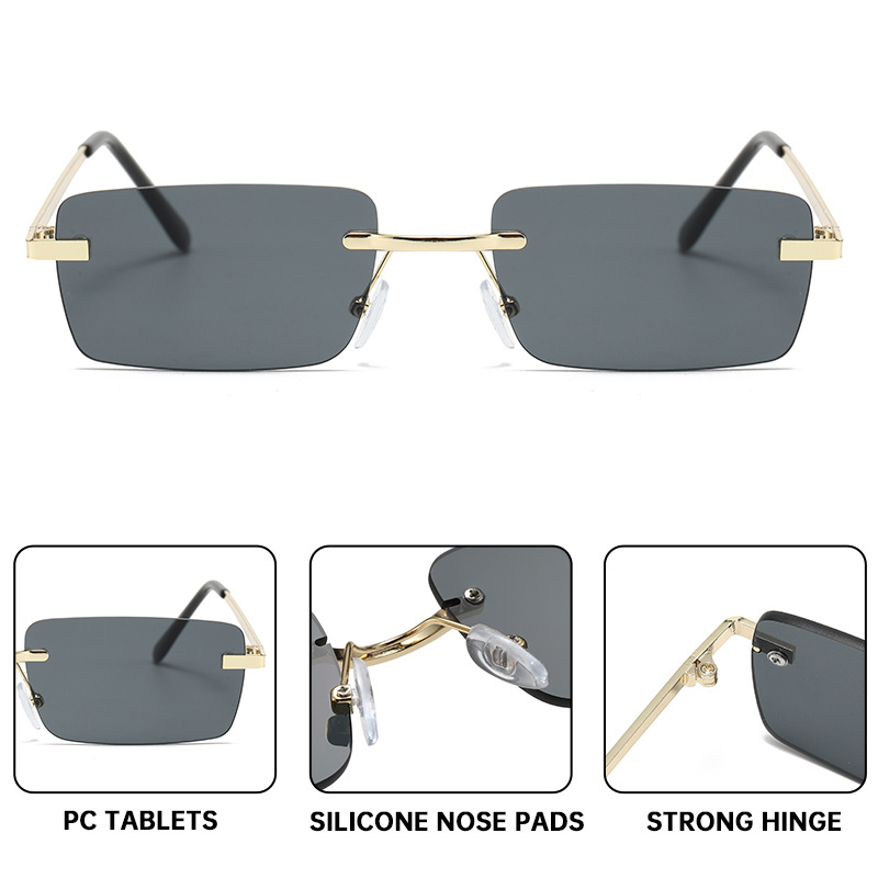 New Square Frameless Trimming Sunglasses - Image 9