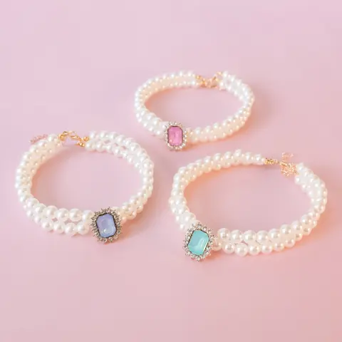 Pearl Double-strand Layered High-end Rhinestone Light-luxury Jewelry Dog Outfit