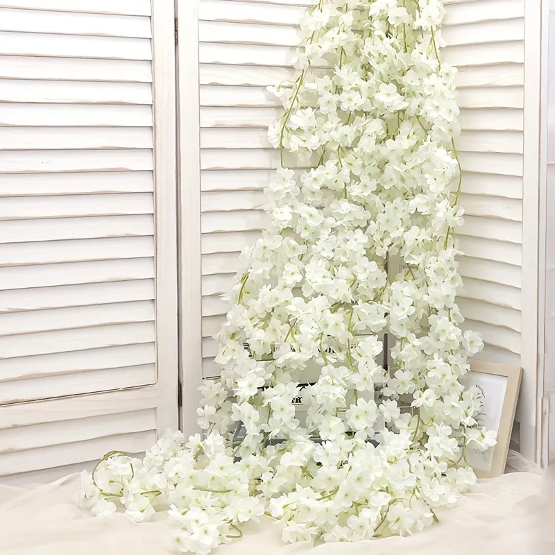 Home Wedding Pipe Wall Hanging Cherry Blossom Vine - White
