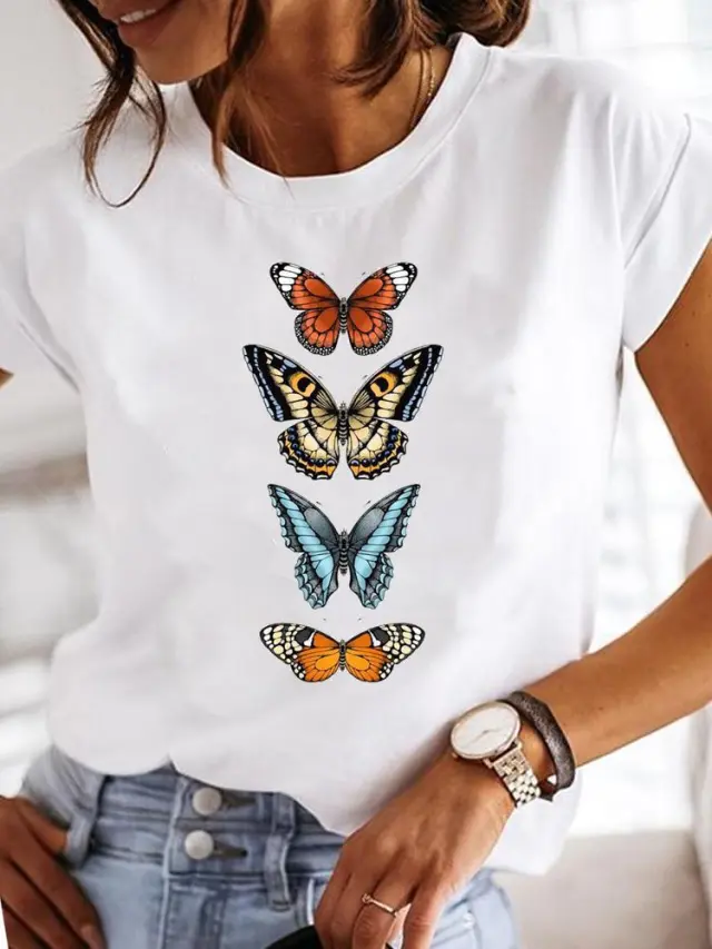 Crew Neck Casual Printed T shirt For Women Ts 2301 11 Xxl - Shop at LoveMi