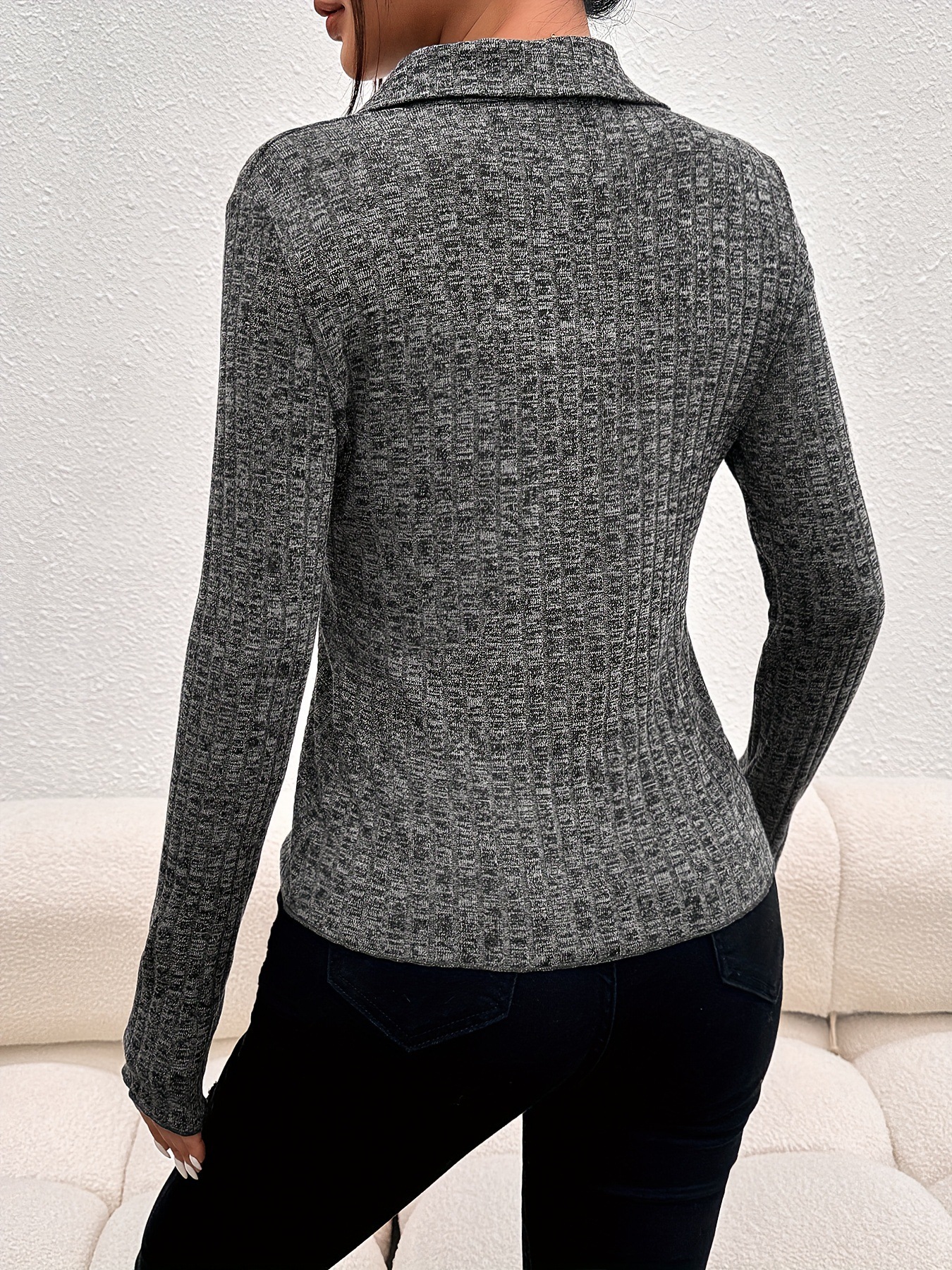 European And American Style Women Solid Color Slim Fit Single-breasted Long Sleeve Knitted Cardigan