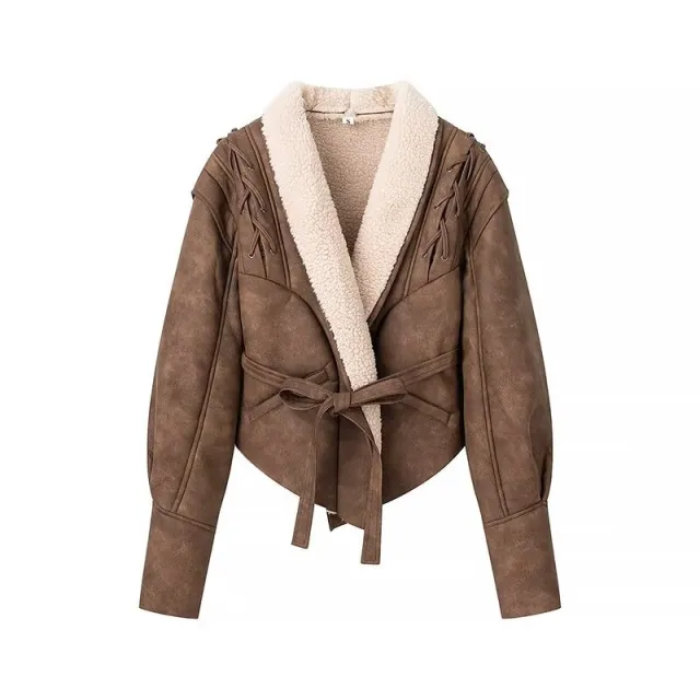 Brown Lace Fur Coat Dark Brown - Shop at LoveMi