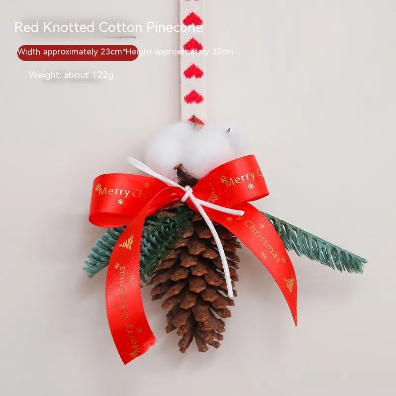 Christmas Decoration Pine Cone Pendant - Red Knot Cotton Pine Cone