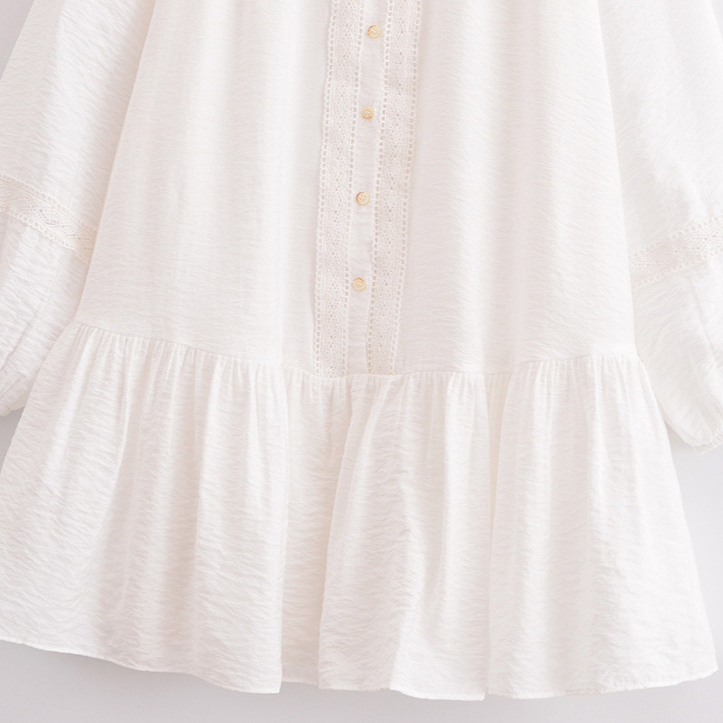 Lace Round-neck Long-sleeved Dress Ladies