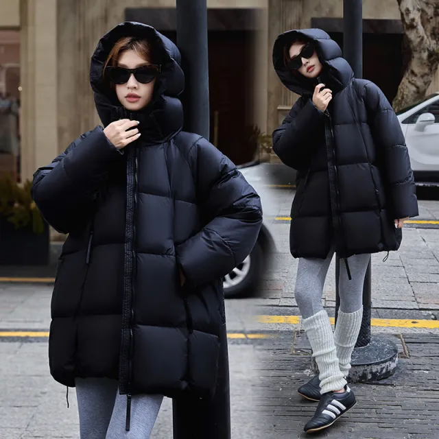Women's Padded Fleece Jacket Winter Hooded Outside Black - Shop at LoveMi